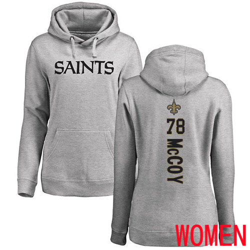 New Orleans Saints Ash Women Erik McCoy Backer NFL Football #78 Pullover Hoodie Sweatshirts->women nfl jersey->Women Jersey
